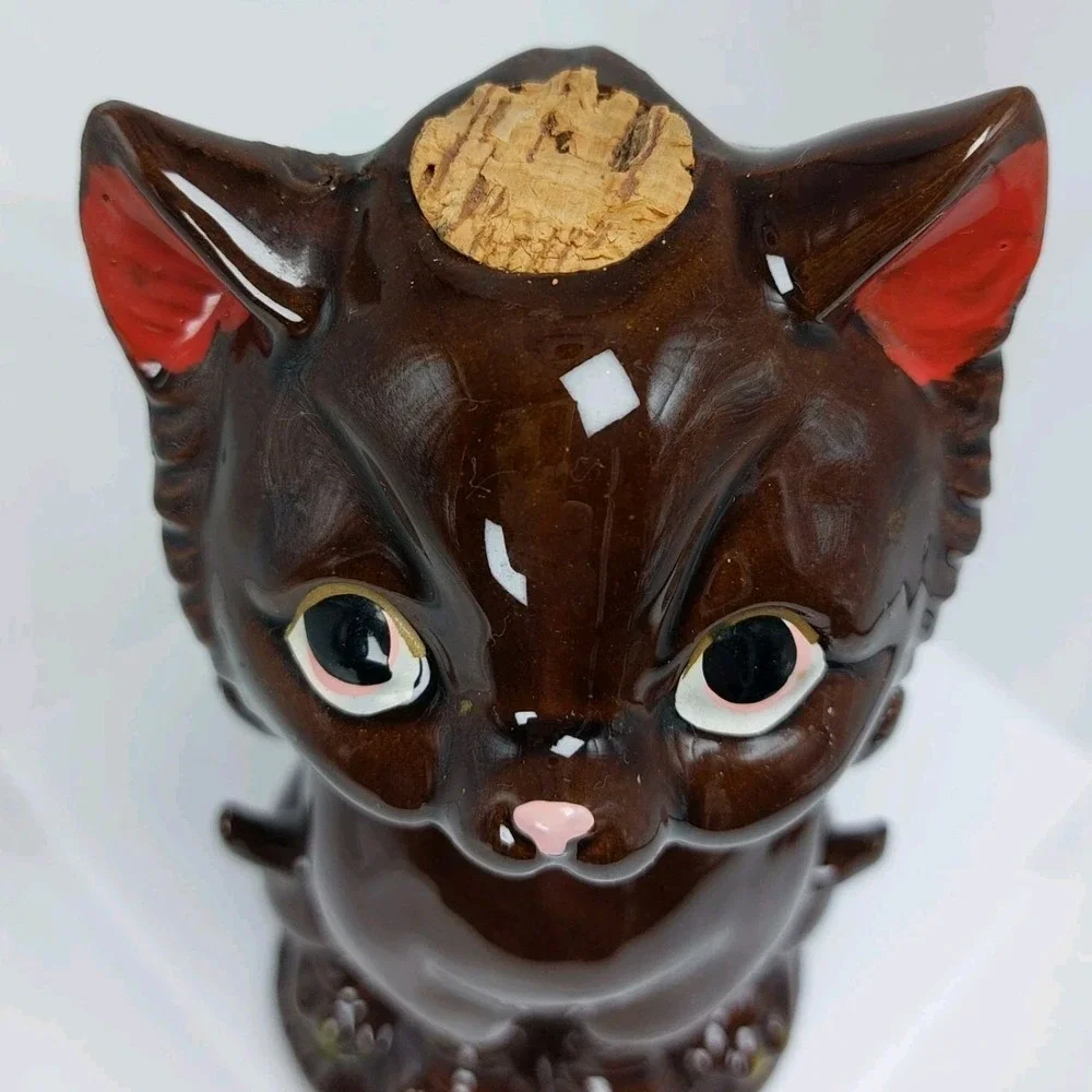 Vintage Dad's Private Stuff‎ Cat Redware Decanter Japan *READ